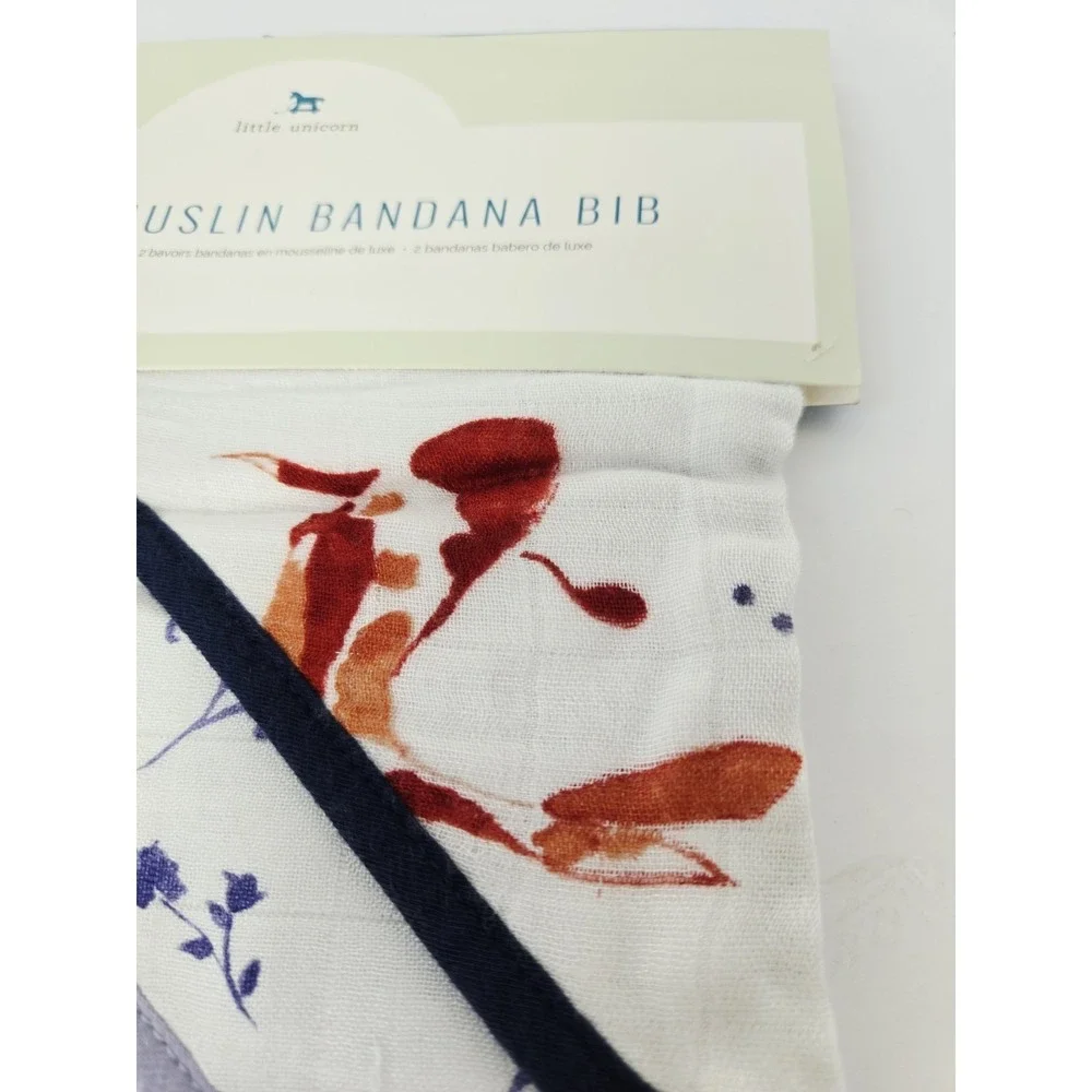 Little Unicorn Cotton Deluxe Muslin Bandana Bib Koi Fish blue NEW 2 pack